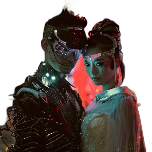 mask, robot, cyberpunk, concept art, comic book art, fantasy art, neon lights, outer space transparent PNG cut-out