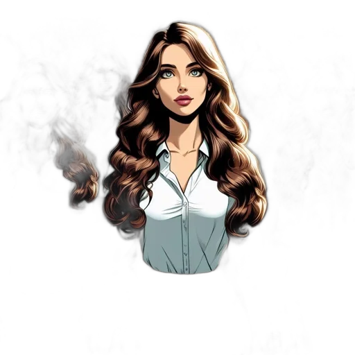 hair, cartoon, fantasy art, comic book art, concept art, fire, repeated, female transparent PNG cut-out