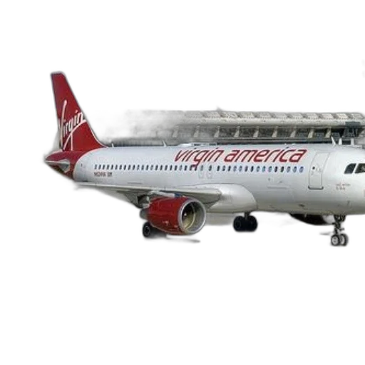 3d render, virgin, america, airplane, parked, tarmac, two, workers transparent PNG cut-out