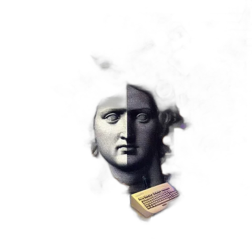 face, mask, crown, sword, vaporwave, 3d render, photorealistic, pixel art transparent PNG cut-out