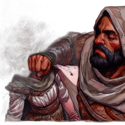 sword, weapon, concept art, fantasy art, comic book art, watercolor, fire, bearded transparent PNG cut-out