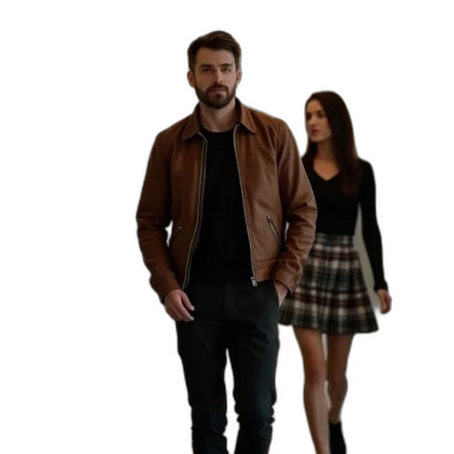 jacket, dress, concept art, 3d render, pixel art, photorealistic, city street, neon lights transparent PNG cut-out