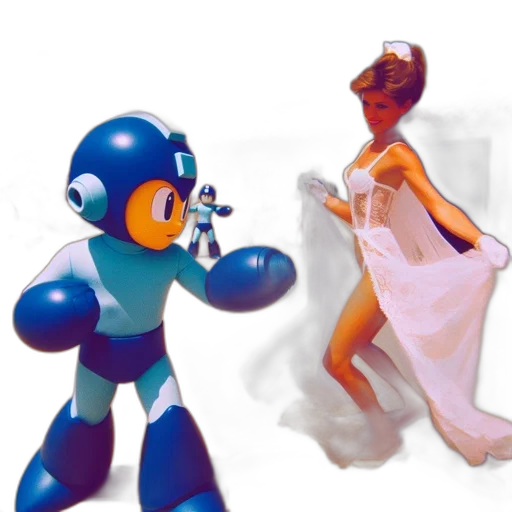 robot, concept art, 3d render, vaporwave, pixel art, outer space, underwater, blue transparent PNG cut-out