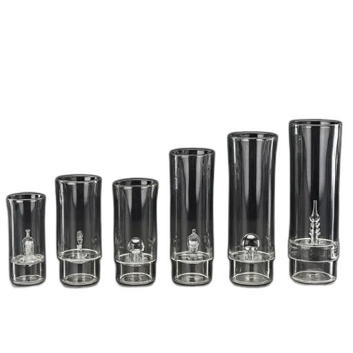 jewelry, set, six, glass, tubes, different, sizes, arranged transparent PNG cut-out