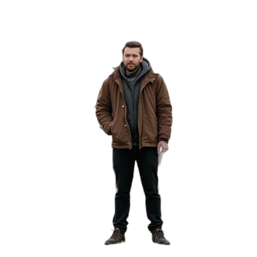 jacket, staff, animal, face, concept art, man, brown, black transparent PNG cut-out