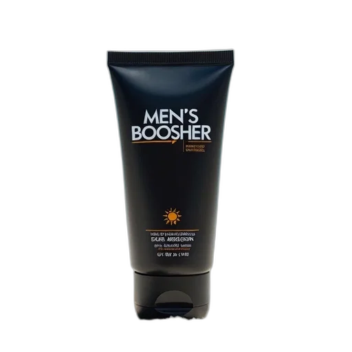 black, tube, sunscreen, brand, name, men, boosher, text transparent PNG cut-out