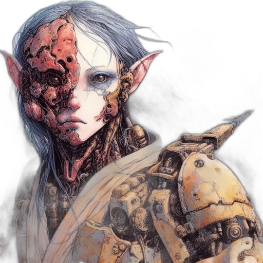 face, mask, concept art, fantasy art, watercolor, comic book art, pastel, blue transparent PNG cut-out