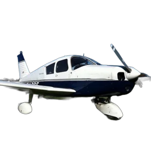 3d render, small, white, blue, airplane, propeller, parked, grassy transparent PNG cut-out