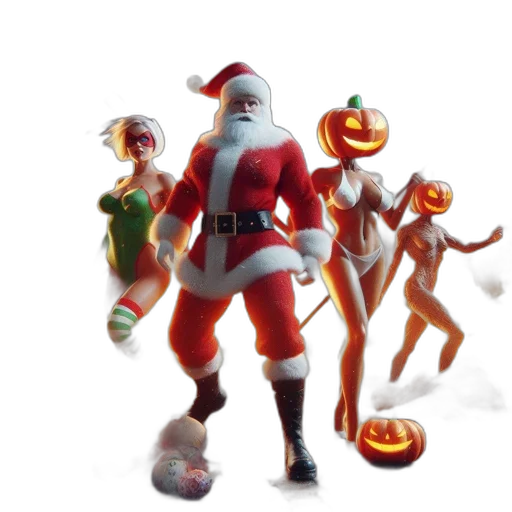 concept art, 3d render, fantasy art, pixel art, festive, yet, chaotic, scene transparent PNG cut-out