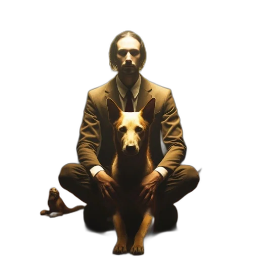 animal, staff, concept art, pixel art, photorealistic, comic book art, man, suit transparent PNG cut-out