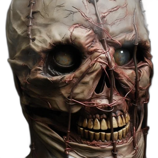 mask, face, jacket, creature, 3d render, concept art, photorealistic, fantasy art transparent PNG cut-out