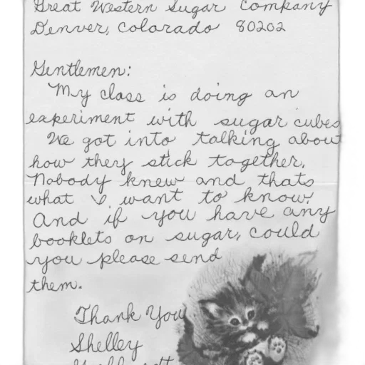 handwritten, letter, shelley, great, western, sugar, company, denver transparent PNG cut-out