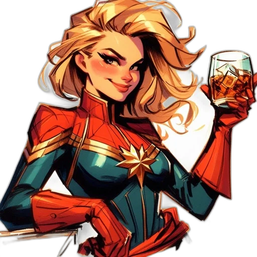 comic book art, concept art, cartoon, pixel art, female, superhero, character, red transparent PNG cut-out