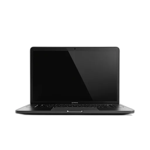 staff, 3d render, sleek, black, laptop, open, white, background transparent PNG cut-out