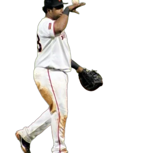 concept art, baseball, player, wearing, white, uniform, red, accents transparent PNG cut-out