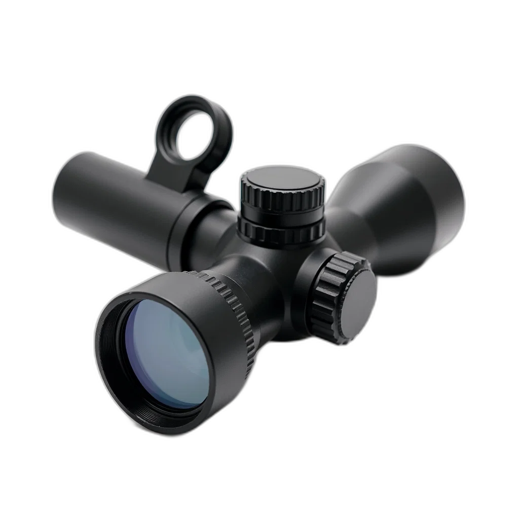 weapon, 3d render, black, telescopic, rifle, scope, silver, body transparent PNG cut-out