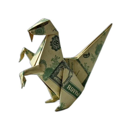 dragon, mask, 3d render, concept art, money, origami, set transparent PNG cut-out