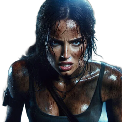 photorealistic, concept art, cyberpunk, comic book art, determined, woman, braves, rainstorm transparent PNG cut-out