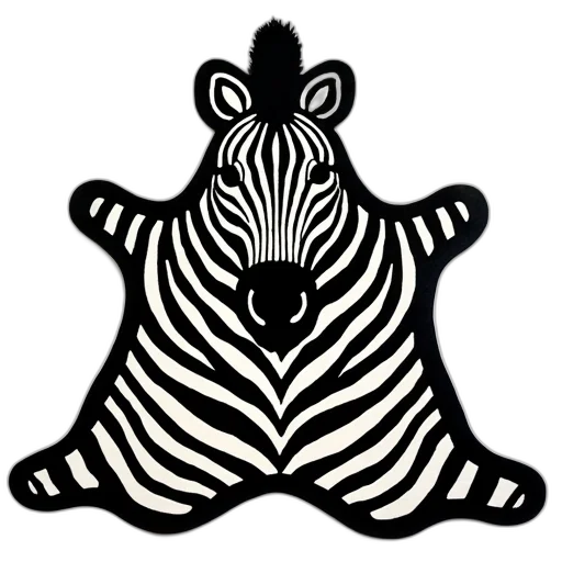 animal, creature, monochrome, black, white, zebra, patterned, rug transparent PNG cut-out