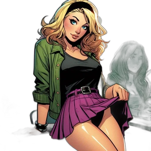 jacket, comic book art, concept art, cartoon, fantasy art, earth tones, green, female transparent PNG cut-out