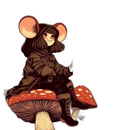 jacket, hat, umbrella, concept art, fantasy art, pixel art, cyberpunk, red transparent PNG cut-out