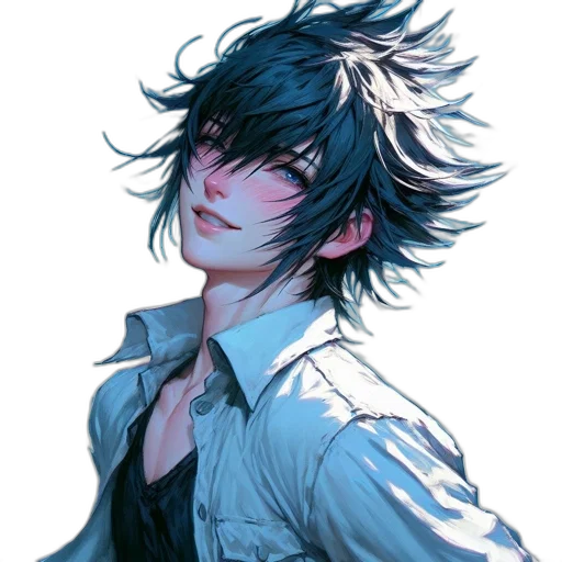 staff, face, jacket, hair, anime, concept art, watercolor, fantasy art transparent PNG cut-out