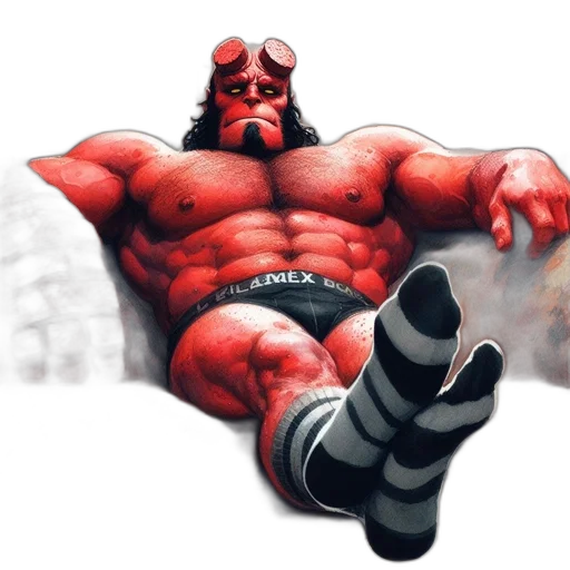 creature, comic book art, concept art, photorealistic, fantasy art, red, muscular, figure transparent PNG cut-out