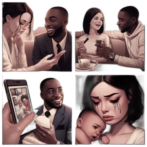concept art, comic book art, photorealistic, fantasy art, woman, man, interactions, involve transparent PNG cut-out