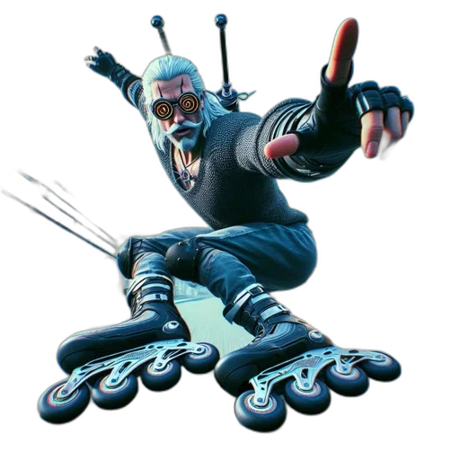 weapon, robot, jacket, creature, concept art, 3d render, elderly, man transparent PNG cut-out