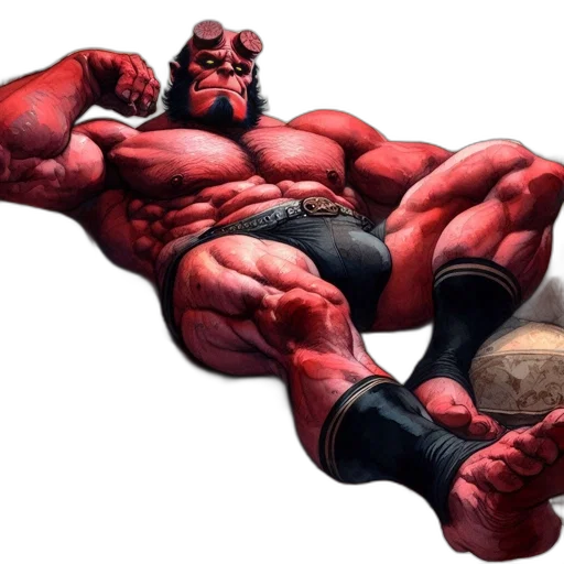 creature, animal, concept art, comic book art, photorealistic, red, imposing, figure transparent PNG cut-out