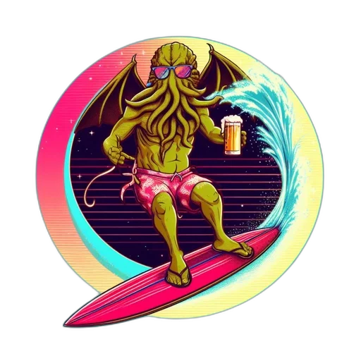 creature, staff, jacket, vaporwave, cyberpunk, concept art, pixel art, neon lights transparent PNG cut-out