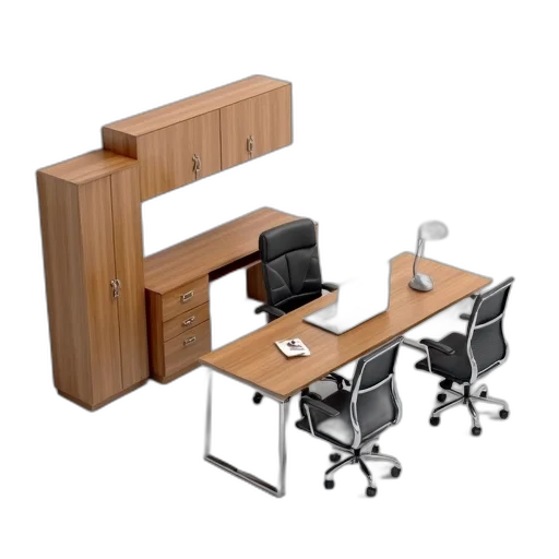 furniture, staff, 3d render, rendering, modern, office, setup, wooden transparent PNG cut-out