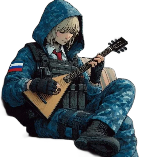 jacket, weapon, concept art, pixel art, anime, cyberpunk, blue, girl transparent PNG cut-out