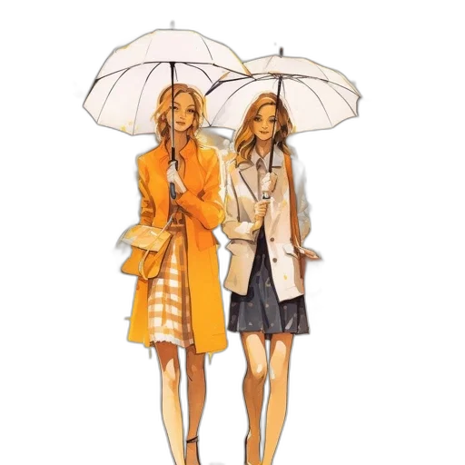 umbrella, photorealistic, concept art, watercolor, oil painting, rain, city street, earth tones transparent PNG cut-out