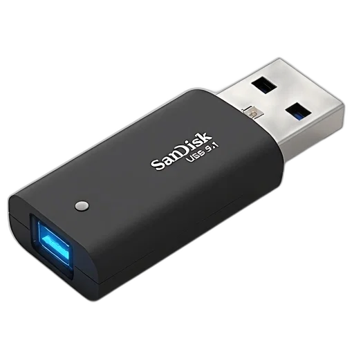 3d render, black, usb, flash, drive, brand, name, sandisk transparent PNG cut-out