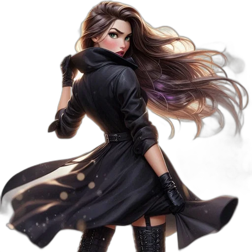 dress, jacket, hair, fantasy art, concept art, photorealistic, comic book art, dark transparent PNG cut-out