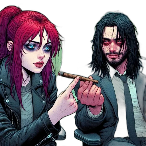 weapon, jacket, comic book art, concept art, cyberpunk, fantasy art, fire, neon lights transparent PNG cut-out