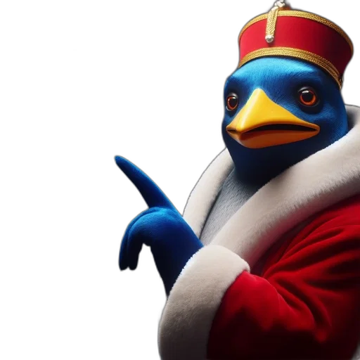 staff, animal, crown, hat, 3d render, concept art, anthropomorphic, bird transparent PNG cut-out
