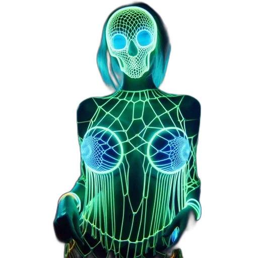 robot, jewelry, cyberpunk, 3d render, concept art, vaporwave, neon lights, individual transparent PNG cut-out