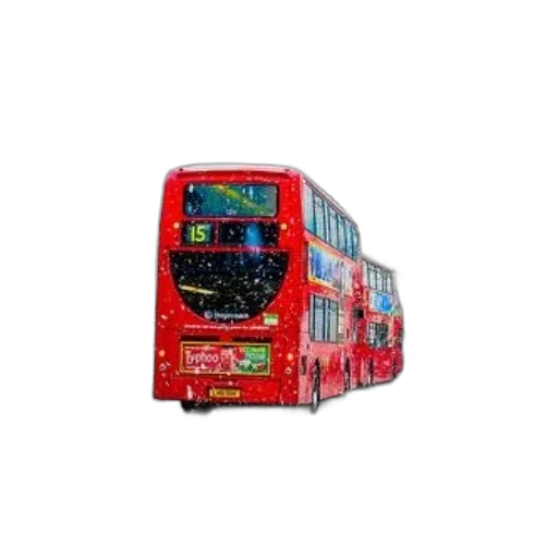 photorealistic, pixel art, 3d render, concept art, red, double-decker, bus, snow transparent PNG cut-out