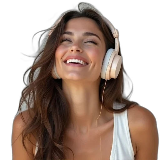 photorealistic, woman, brown, hair, wearing, white, tank, top transparent PNG cut-out