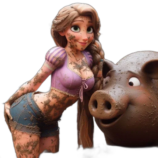 animal, 3d render, concept art, photorealistic, cartoon, animated, girl, long transparent PNG cut-out