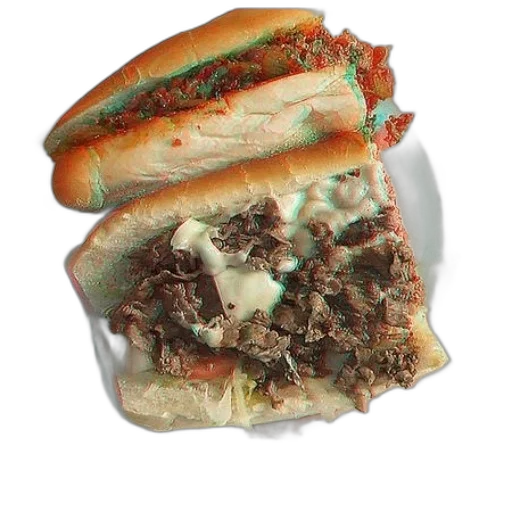 food, image, cheesesteak, sandwich, white, plate, text, bottom transparent PNG cut-out