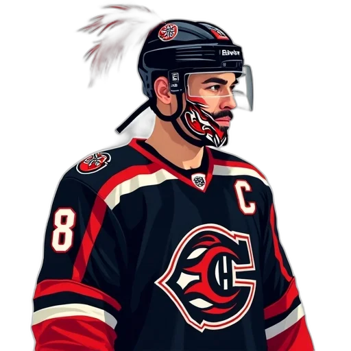 concept art, cartoon, photorealistic, fantasy art, stylized, illustration, hockey, player transparent PNG cut-out