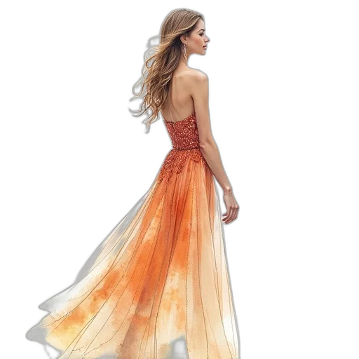 dress, watercolor, concept art, fantasy art transparent PNG cut-out