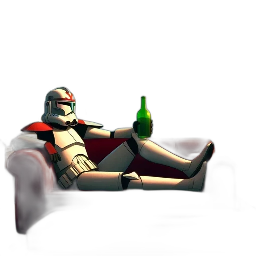 robot, furniture, bottle, concept art, 3d render, pixel art, comic book art, red transparent PNG cut-out