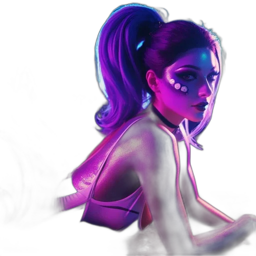 dress, concept art, cyberpunk, fantasy art, watercolor, neon lights, outer space, neon transparent PNG cut-out