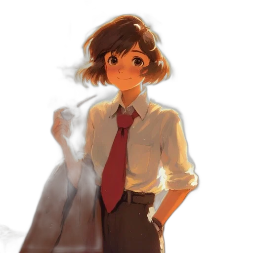 dress, staff, jacket, face, anime, concept art, watercolor, pixel art transparent PNG cut-out