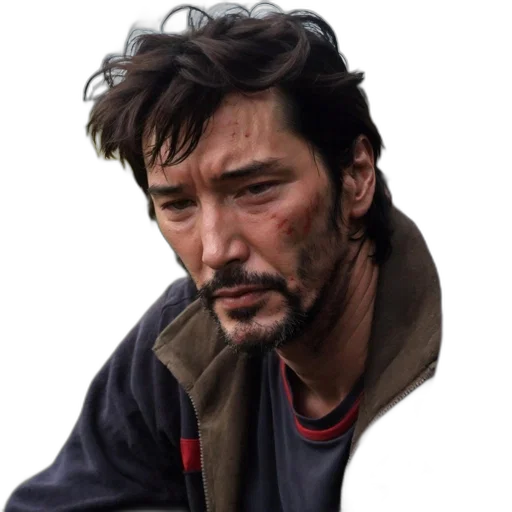face, jacket, staff, animal, photorealistic, oil painting, concept art, comic book art transparent PNG cut-out