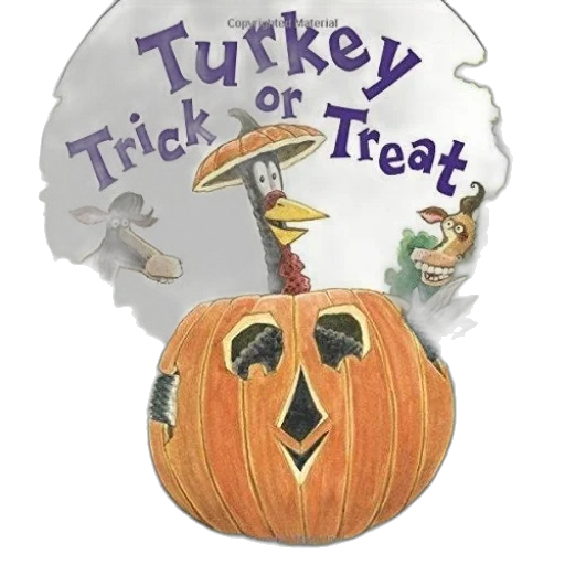 whimsical, halloween-themed, children, book, cover, featuring, turkey, pumpkin transparent PNG cut-out